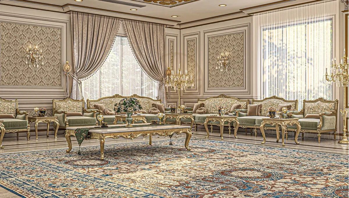 Royal Moroccan Majlis Hand Carved Teak Sofa Set, Saharanpur, view 4