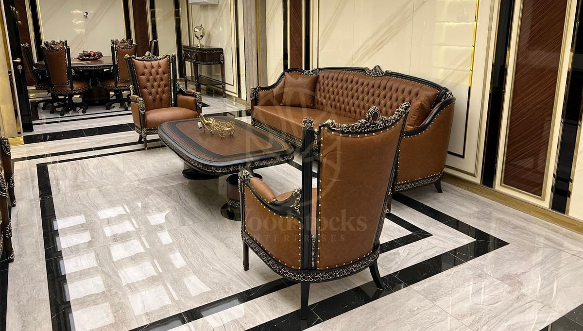 Royal Kolan Hand Carved Teak Office Table, Saharanpur, view 5