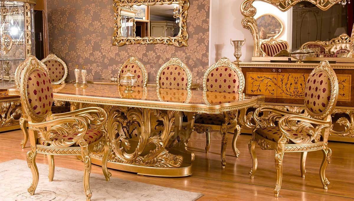 Royal Alenas Walnut Hand Carved Teak Dining Table Set, Saharanpur, Dining Table
