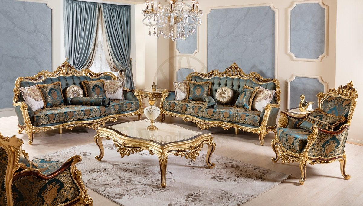 Royal Gazel Hand Carved Teak Sofa Set, Saharanpur, Sofa Set