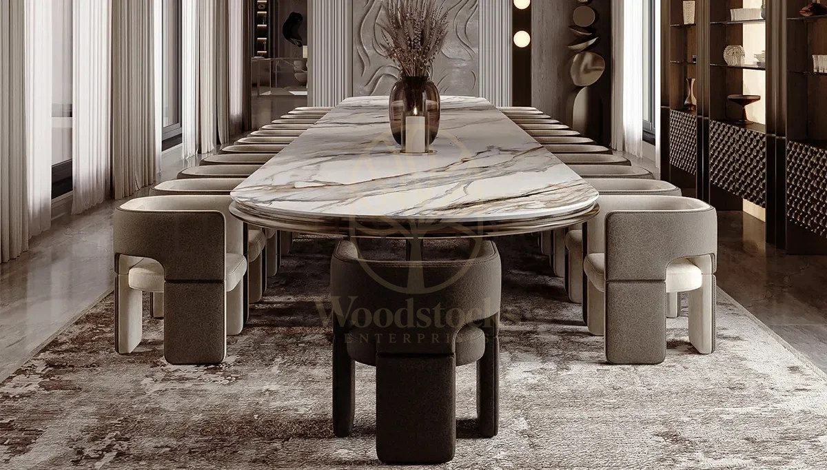 Luxury Dining Marble Handcrafted Teak Dining Table Set, Saharanpur, Dining Table