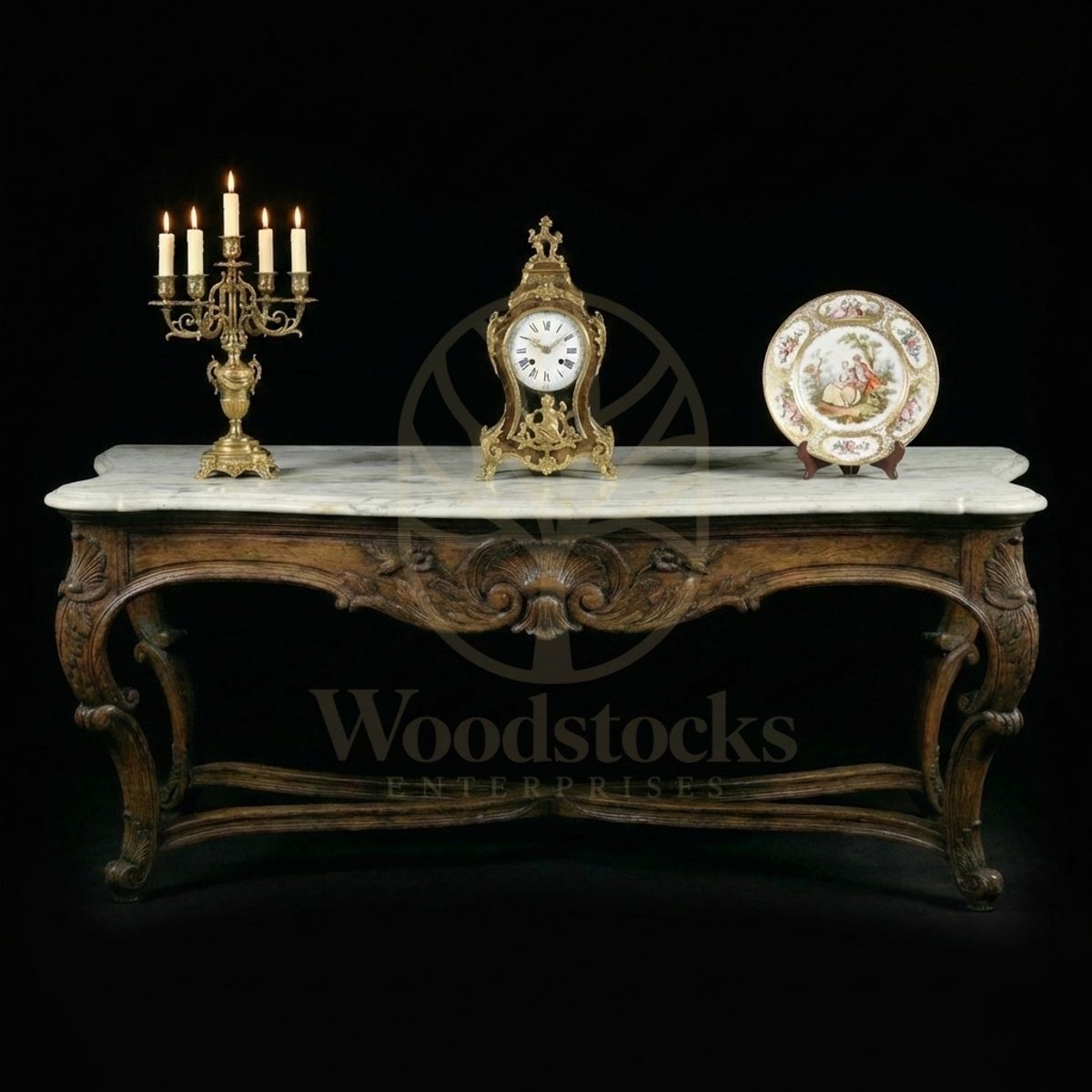 Royal Hand Carved Teak Parisian Rococo Console d’Applique, Saharanpur, Console Table