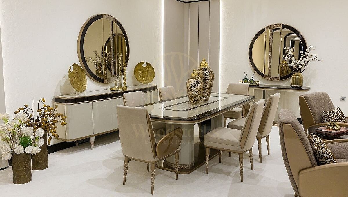 Luxury Orvesa Handcrafted Teak Dining Table Set, Saharanpur, view 3