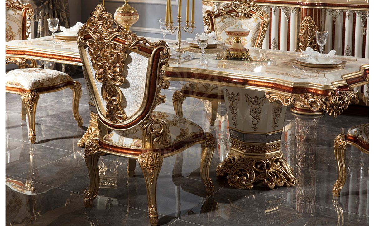 Royal Hurrem Hand Carved Teak Dining Table Set II, Saharanpur, view 2