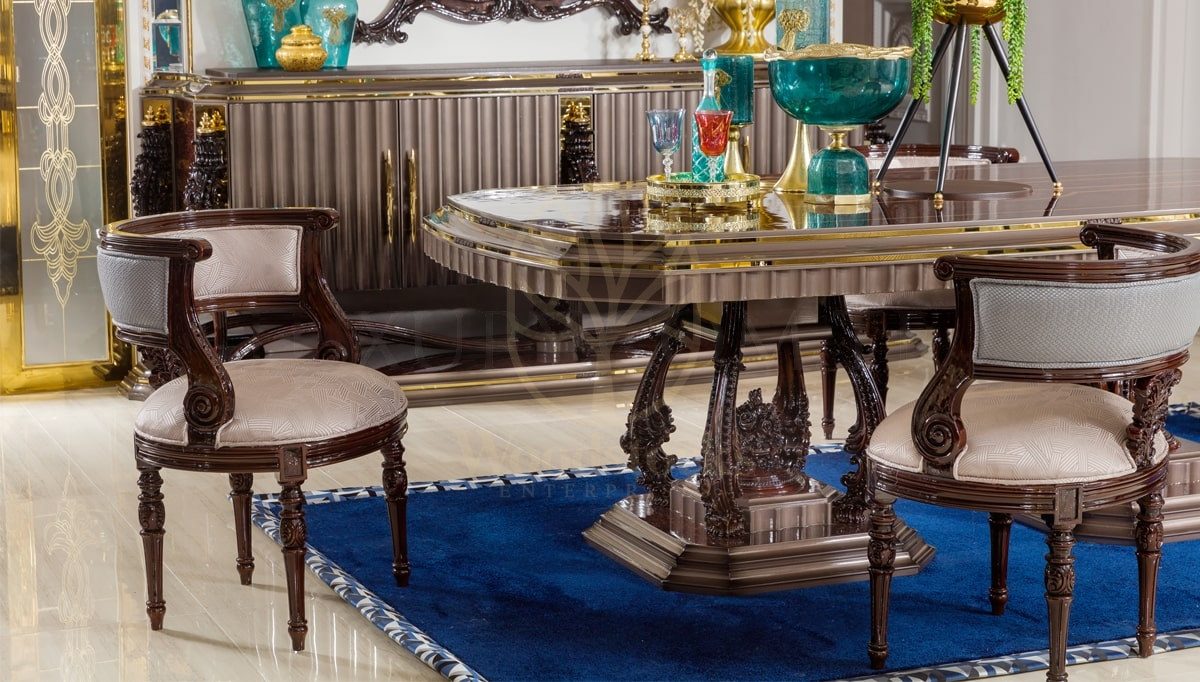 Royal Delano Hand Carved Teak Dining Table Set, Saharanpur, view 3