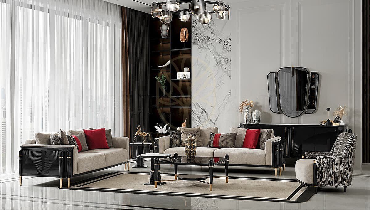 Luxury Arlina Black Handcrafted Teak Sofa Set, Saharanpur, view 2