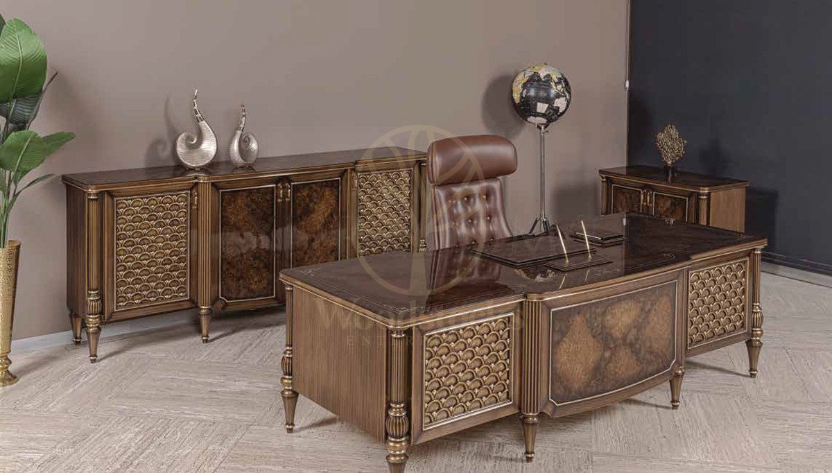 Royal Mirza Hand Carved Teak Office Table, Saharanpur, view 4