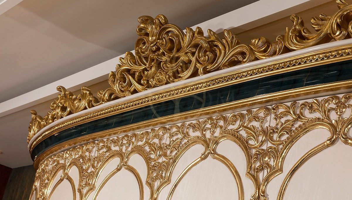 Royal Zumra Gold Leaf Hand Carved Teak King Size Bed, Saharanpur, view 3