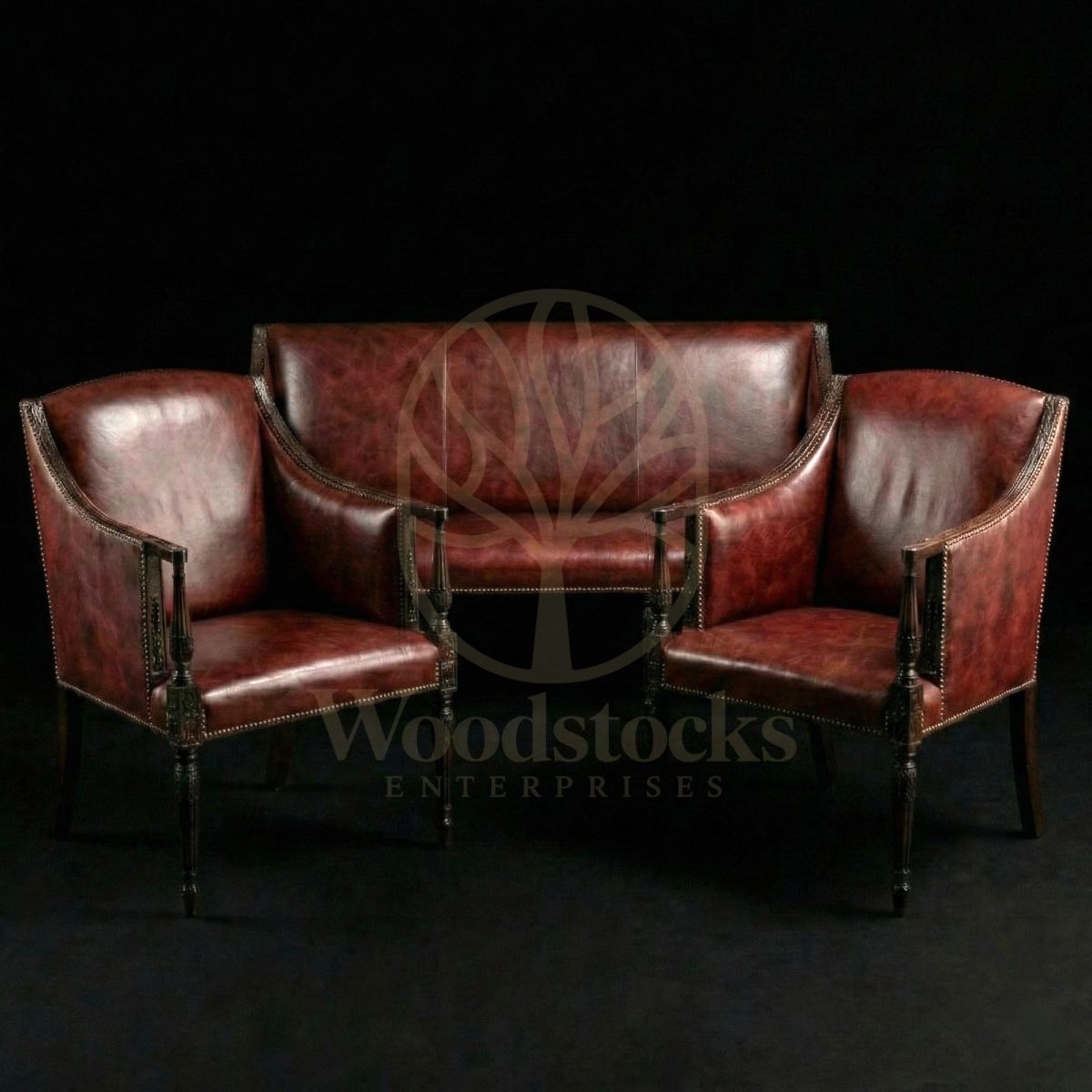 Royal Teak Regency Gentleman’s Leather Parlour Suite, Saharanpur, Sofa Set
