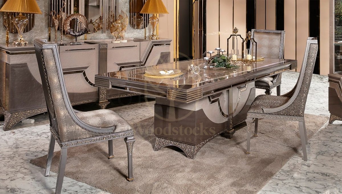Royal Amatis Hand Carved Teak Dining Table Set, Saharanpur, view 2