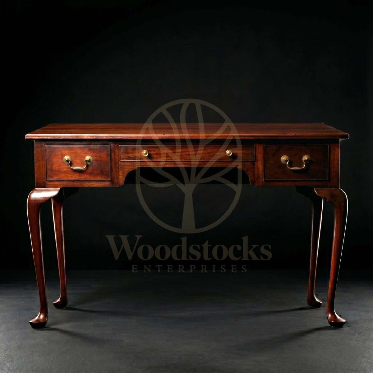 Luxury Teak Bristol Queen Anne Writing Table, Saharanpur, view 2