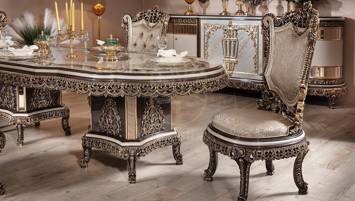 Royal Royena Hand Carved Teak Dining Table Set, Saharanpur, view 6