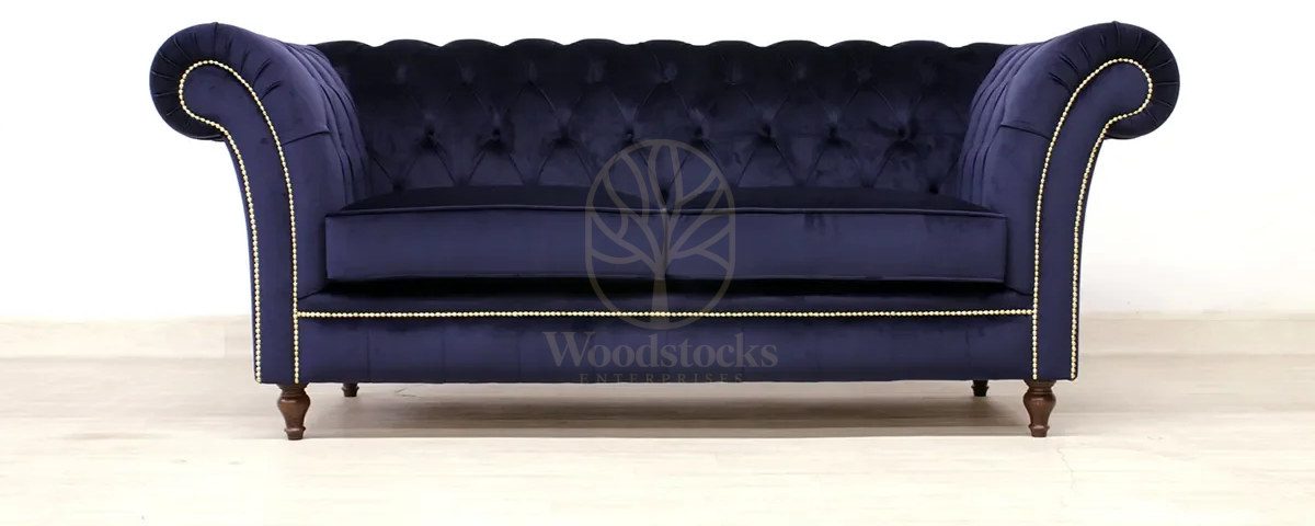 Royal Luna Chesterfield Velvet Hand Carved Teak Sofa Set, Saharanpur, view 5