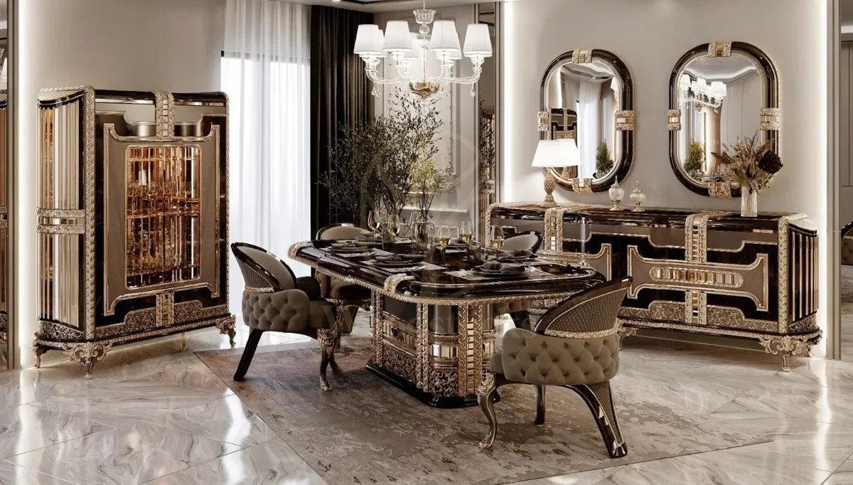 Royal Lavina Hand Carved Teak Dining Table Set, Saharanpur, Dining Table