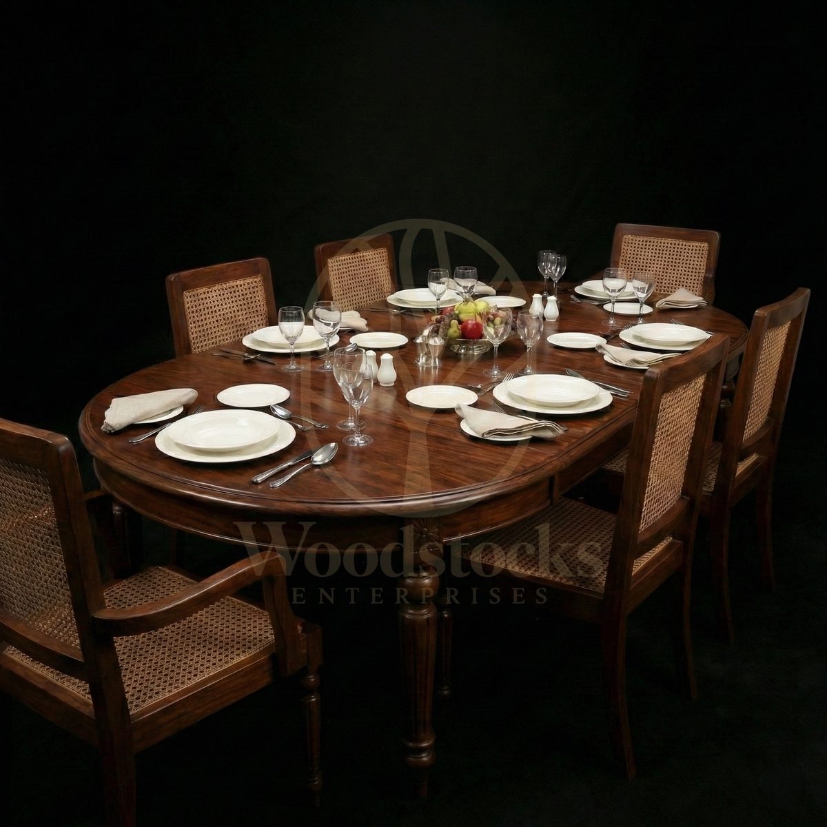 Royal Teak Calcutta Regency Salon Canework Dining Ensemble, Saharanpur, Dining Table