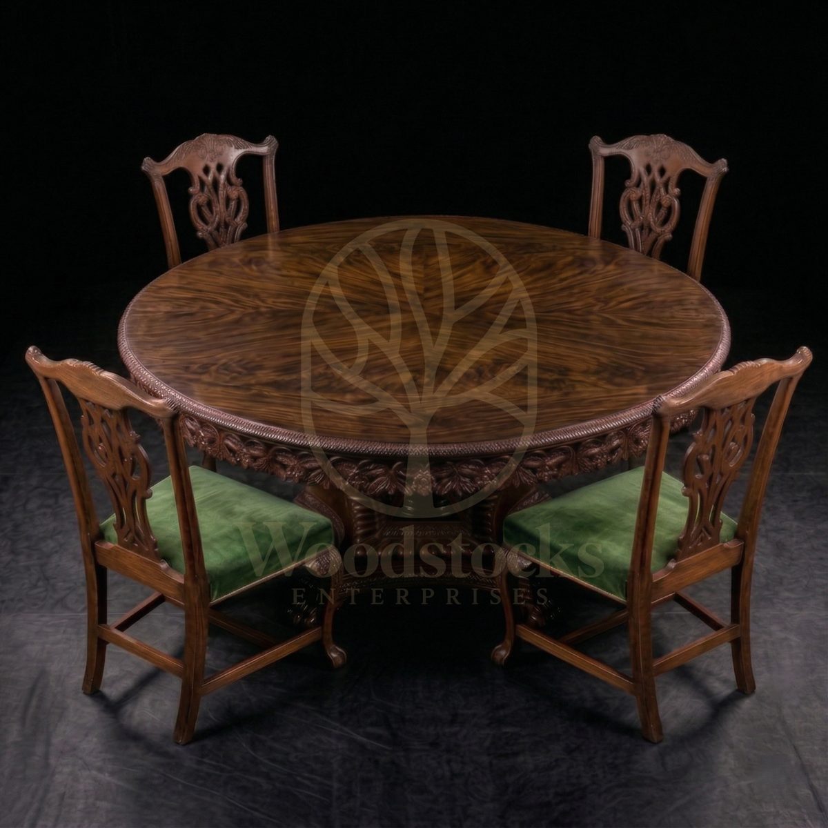 Royal Hand Carved Teak Marlborough Regency Pedestal Dining Suite, Saharanpur, view 2