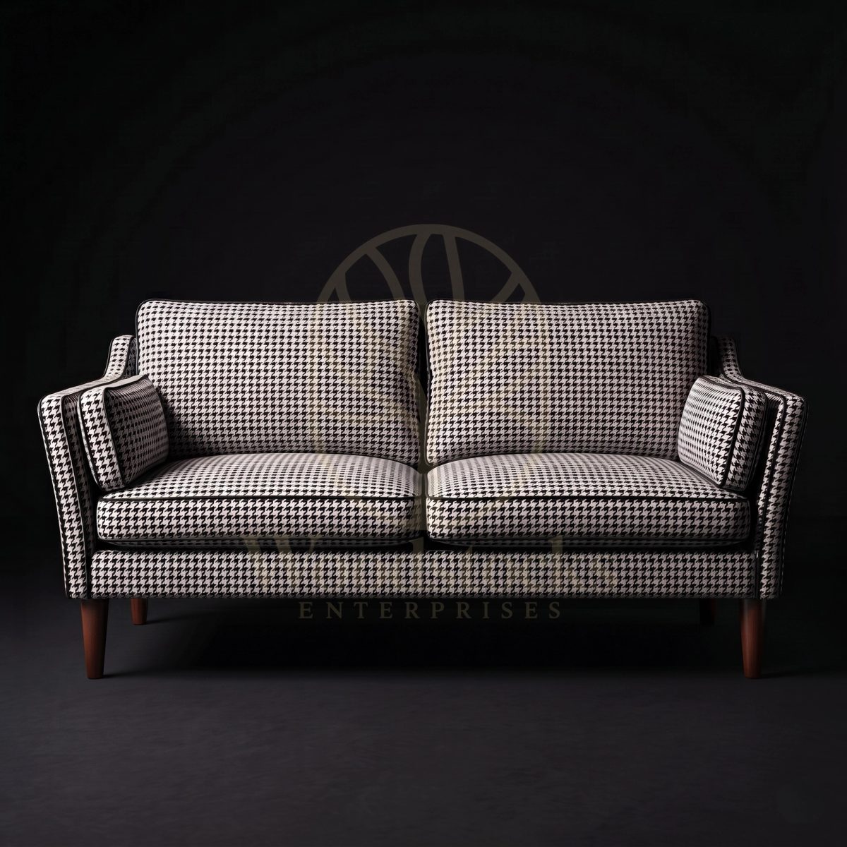 Luxury Teak Chelsea Houndstooth Mid-Century Loveseat, Saharanpur, Sofa Set