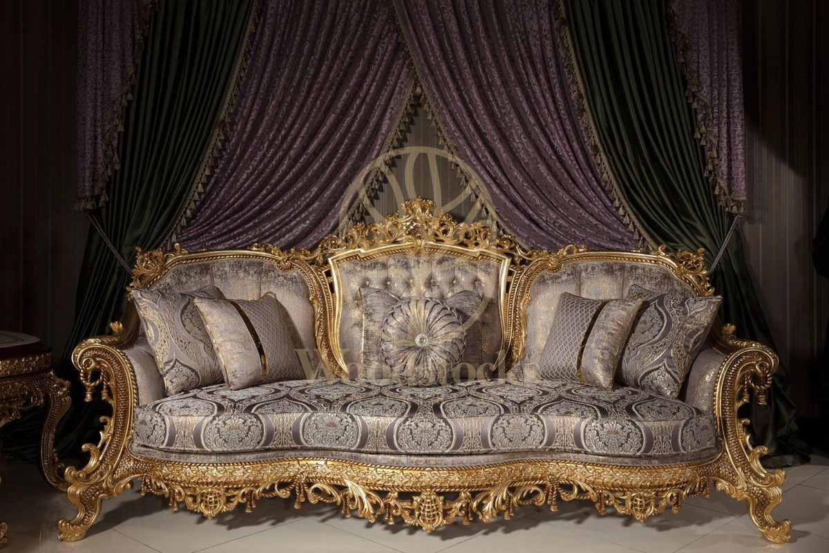 Teak Sovereign Antique Gold and Brown Sofa Set, view 7