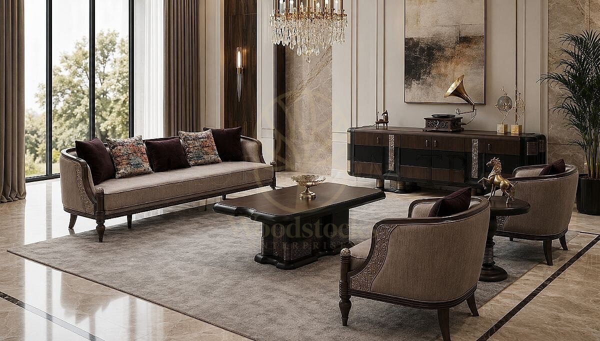 Luxury Hudson Handcrafted Teak Sofa Set, Saharanpur, Sofa Set