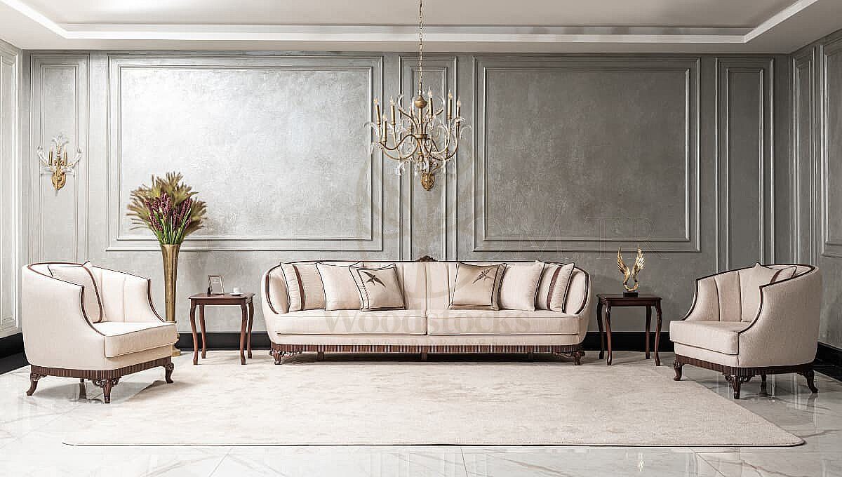 Luxury Karya Beige Handcrafted Teak Sofa Set, Saharanpur, view 3