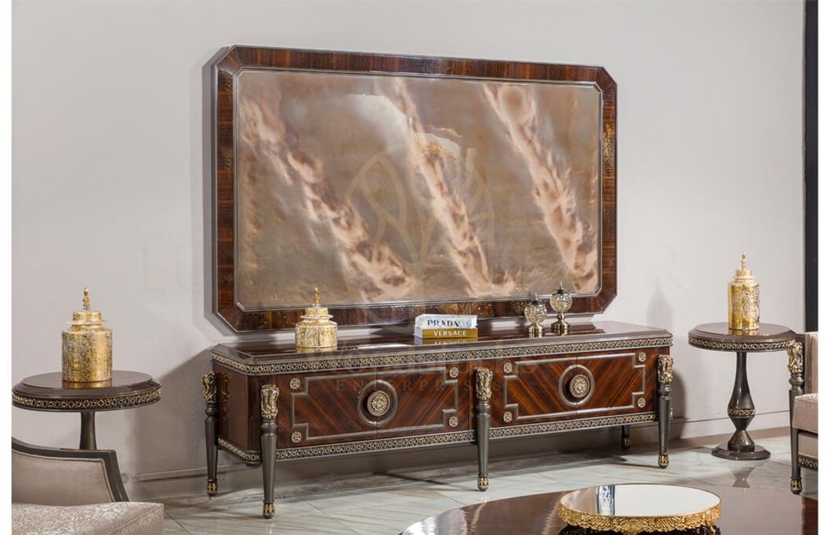 Royal Valdera Hand Carved Teak TV Cabinet, Saharanpur, view 2