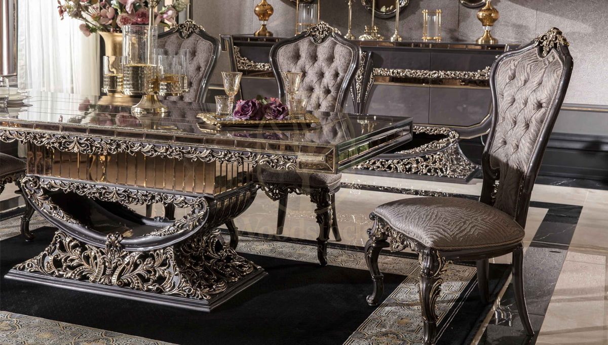 Royal Eritre Chesterfield Hand Carved Teak Dining Table Set, Saharanpur, view 3