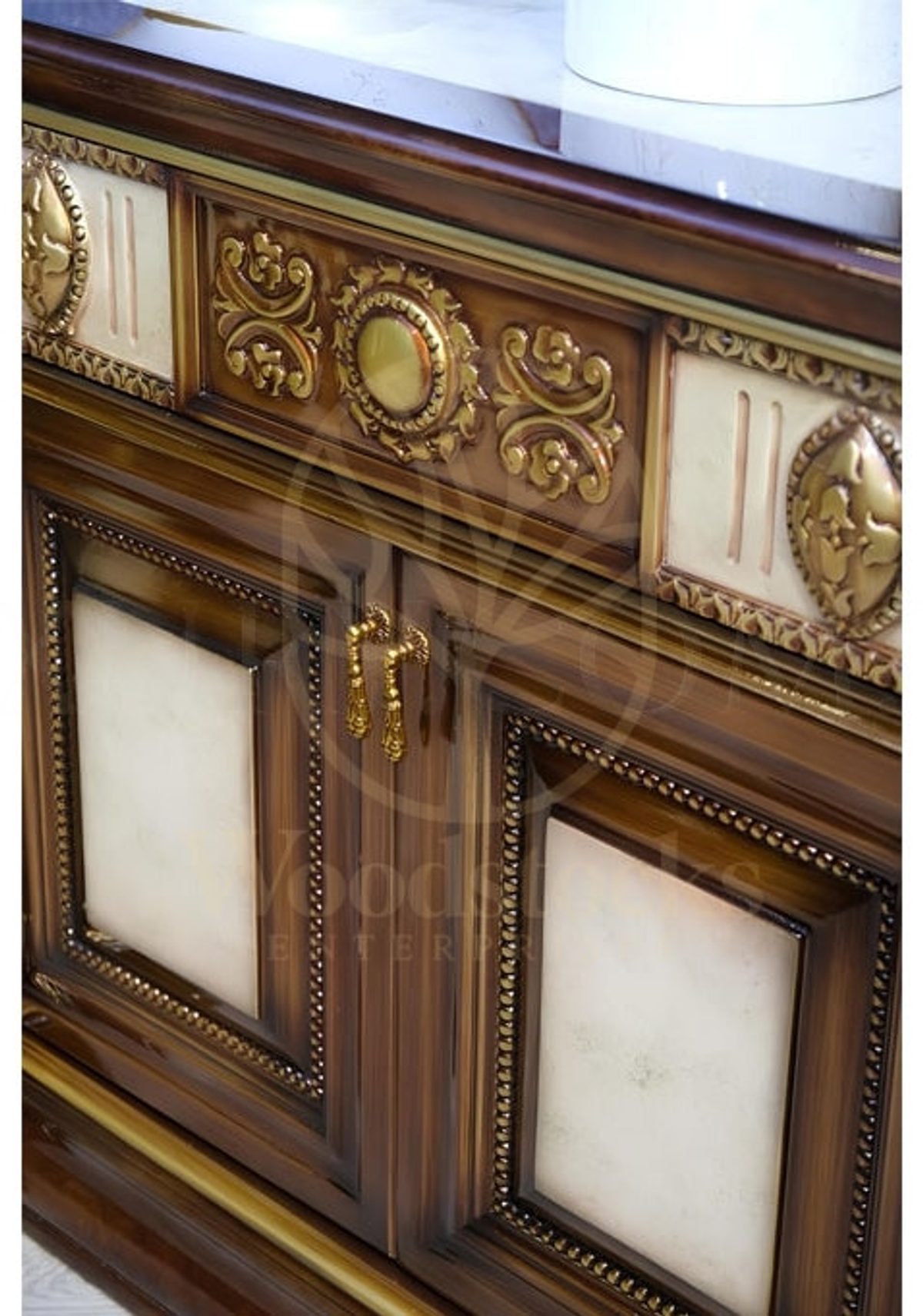 Royal Hatem Hand Carved Teak Office Table, Saharanpur, view 4