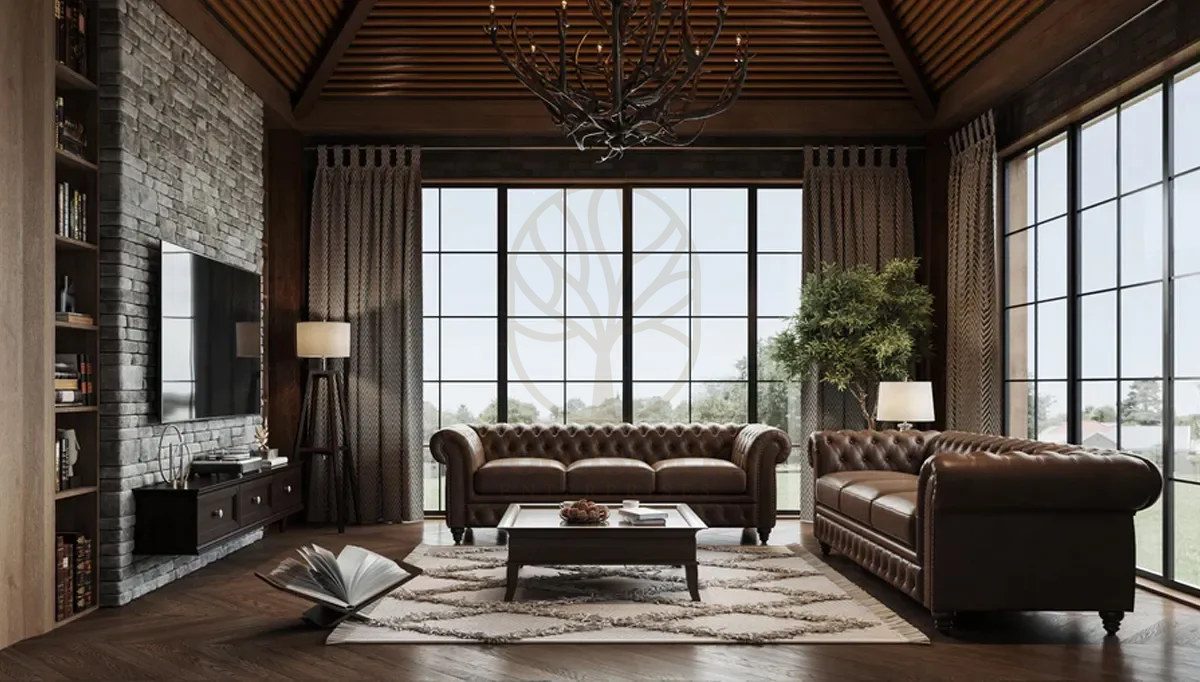 Royal Bampton Chesterfield Leather Hand Carved Teak Sofa Set, Saharanpur, view 4