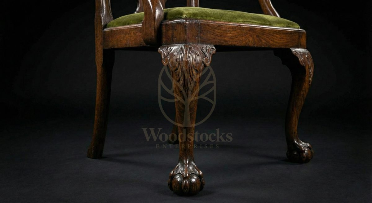 Hand Carved Teak Windsor Chippendale Ball and Claw Dining Suite, Saharanpur, view 10