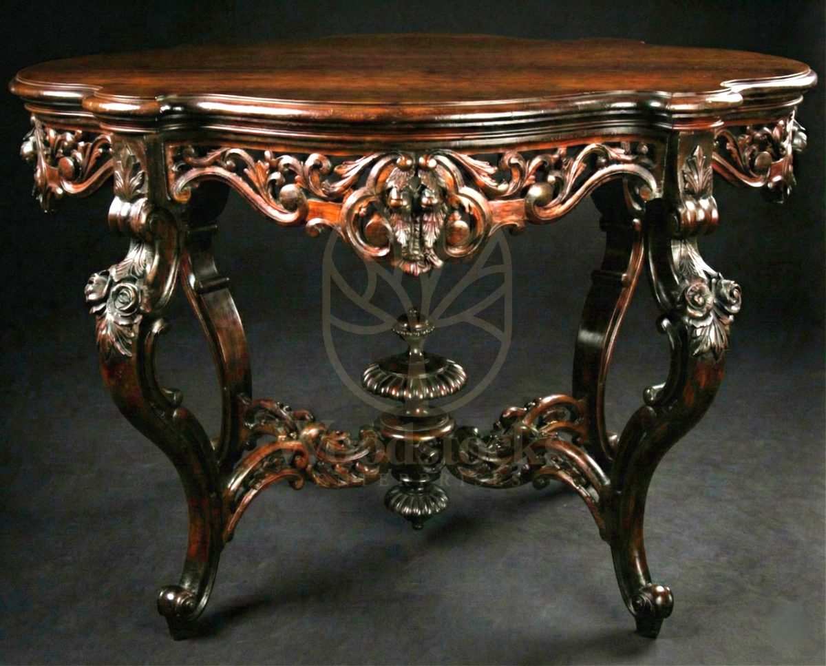 Royal Hand Carved Teak Windsor Rococo Revival Tea & Parlour Table, Saharanpur, view 2