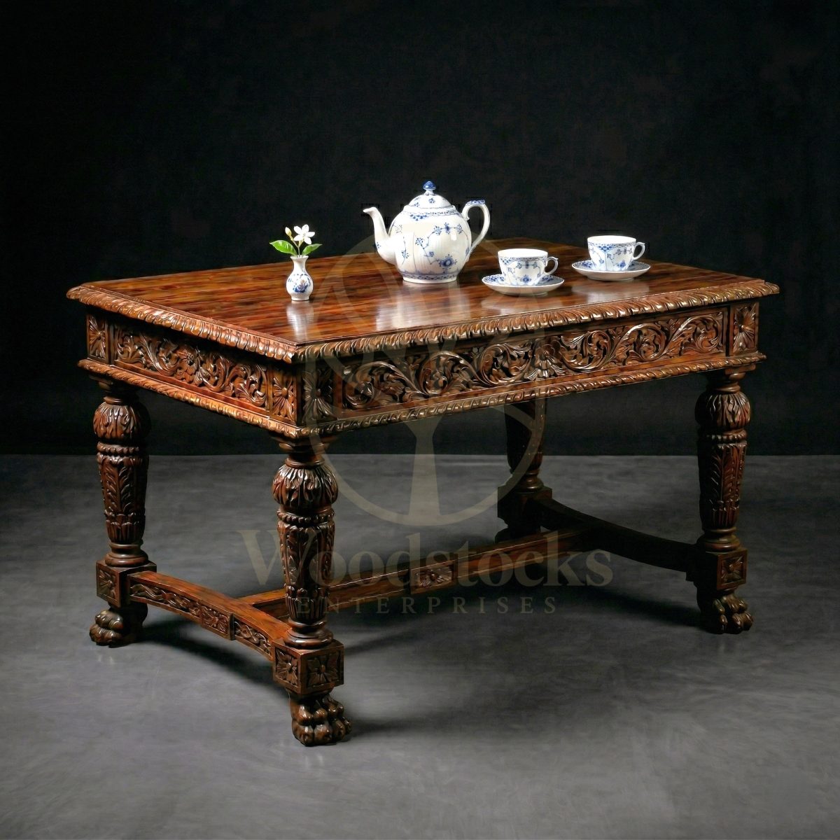 Royal Hand Carved Teak Ghent Baroque Revival Coffee Table, Saharanpur, Center Table