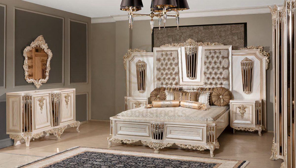 Royal Vitton White Hand Carved Teak King Size Bed, Saharanpur, view 2