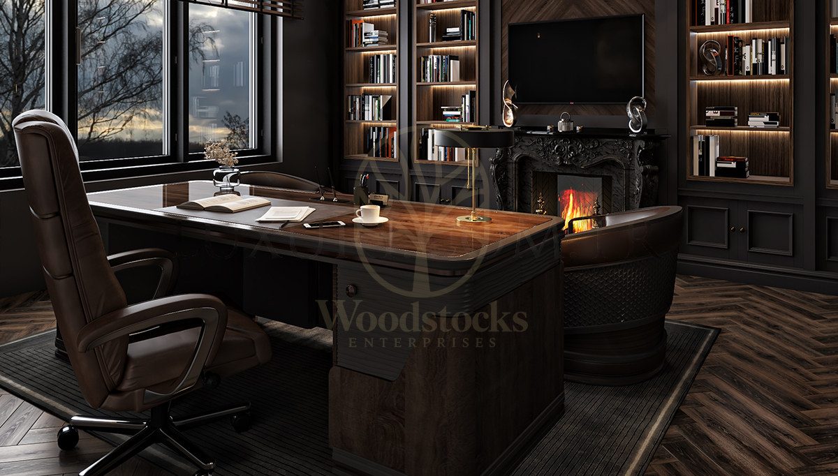 Luxury Oslov Handcrafted Teak Office Table, Saharanpur, view 4