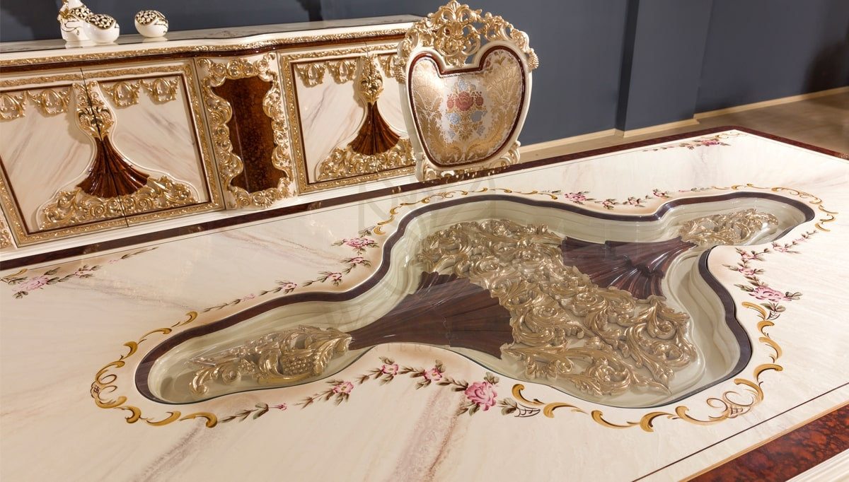 Royal Topkapi Hand Carved Teak Dining Table Set, Saharanpur, view 5