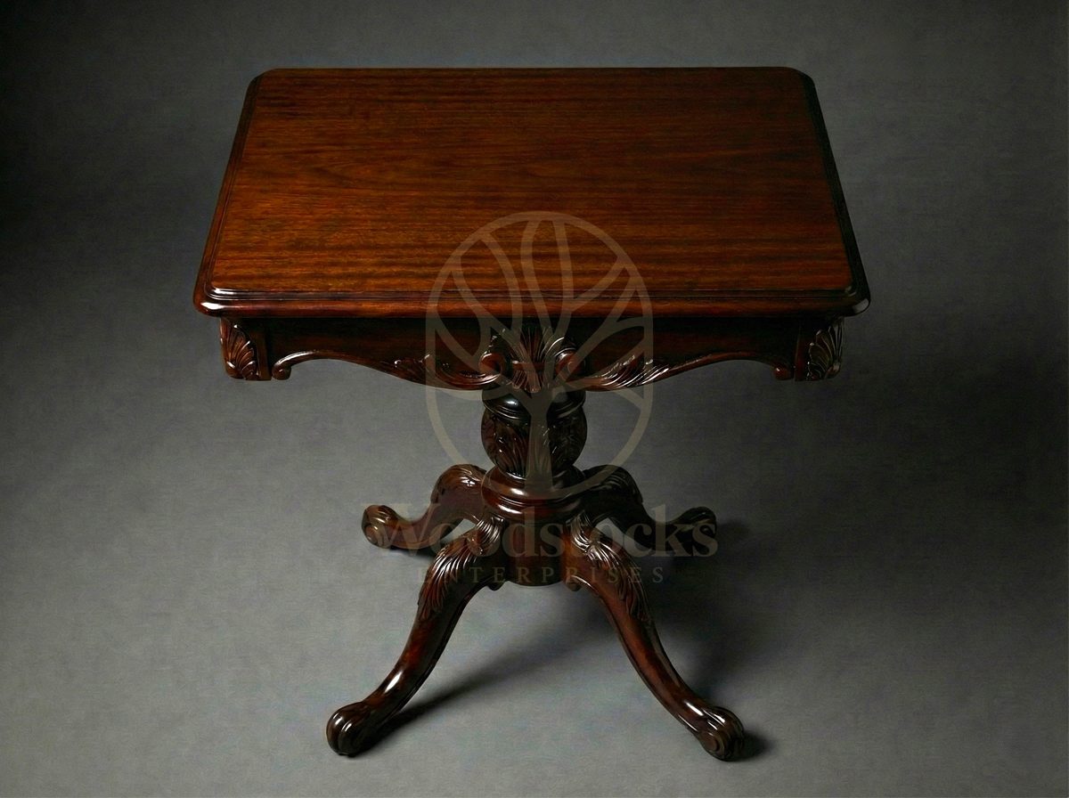 Royal Hand Carved Teak Yorkshire Acanthus Pedestal Table, Saharanpur, view 5