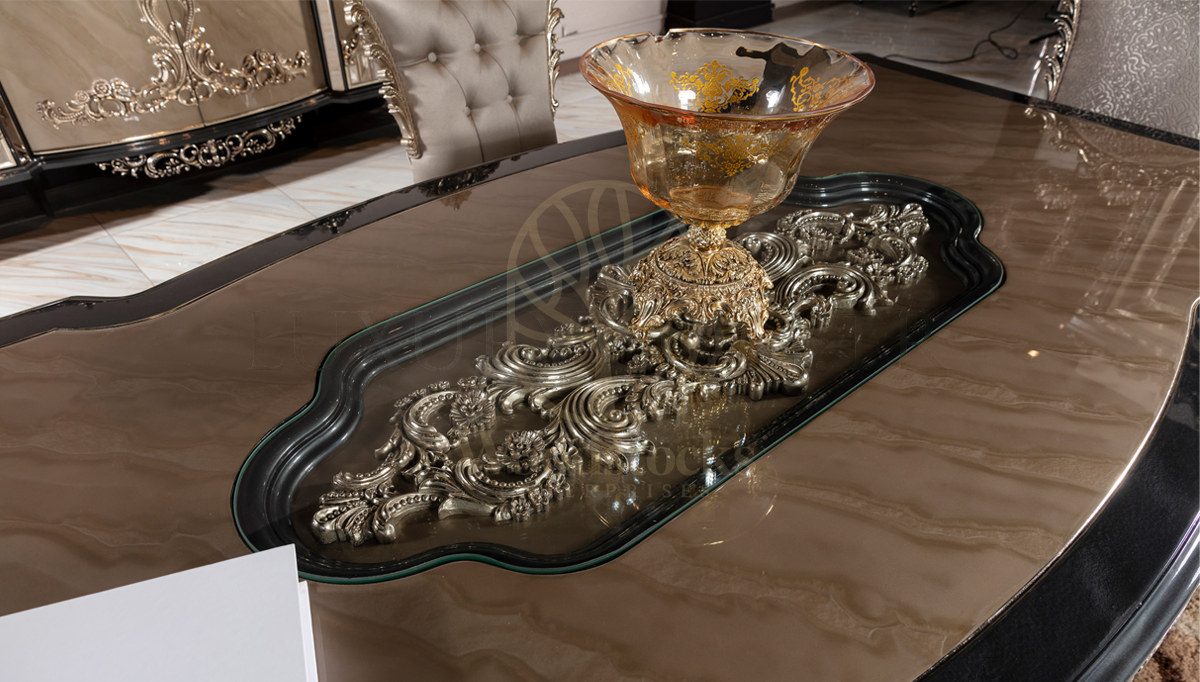 Royal Madley Hand Carved Teak Dining Table Set, Saharanpur, view 5