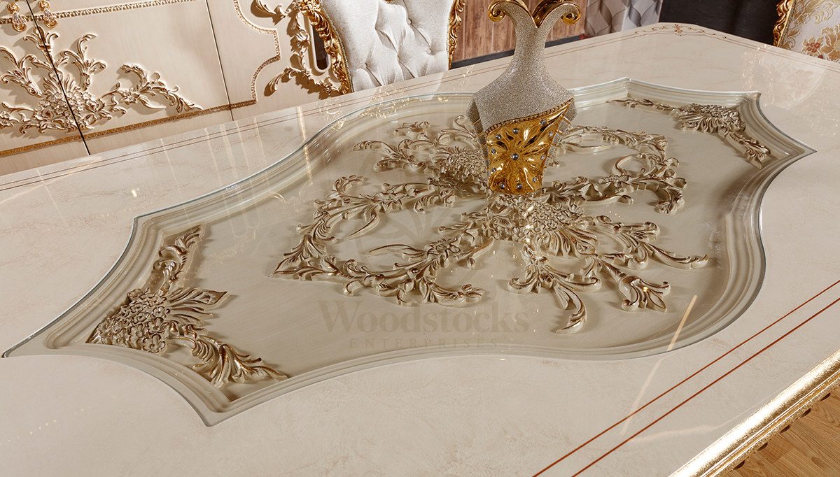 Royal Almati Hand Carved Teak Dining Table Set, Saharanpur, view 5