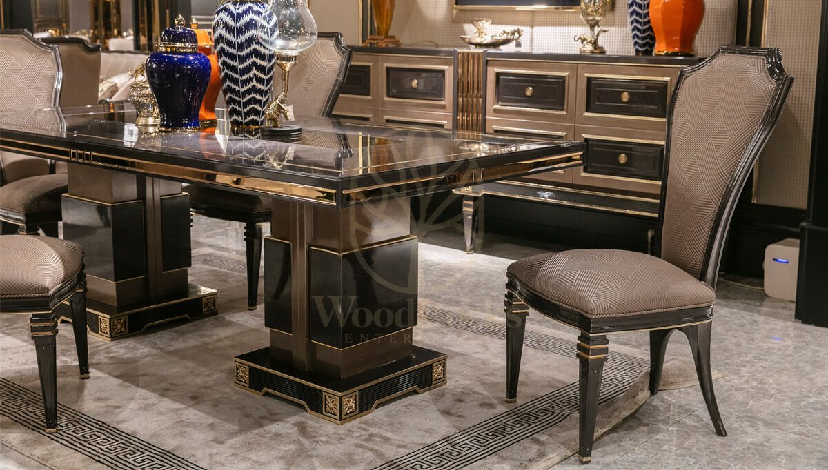 Luxury Caserta Handcrafted Teak Dining Table Set, Saharanpur, view 3