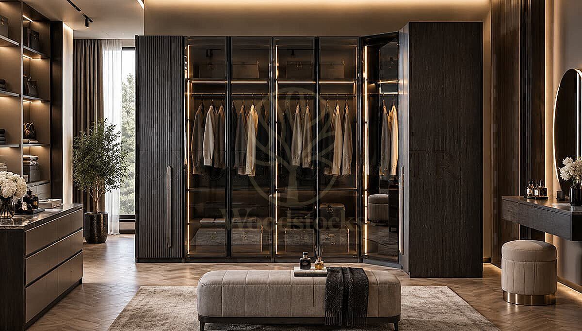 Luxury Savena Handcrafted Teak Walk-in Wardrobe, Saharanpur, Almirah Wardrobe