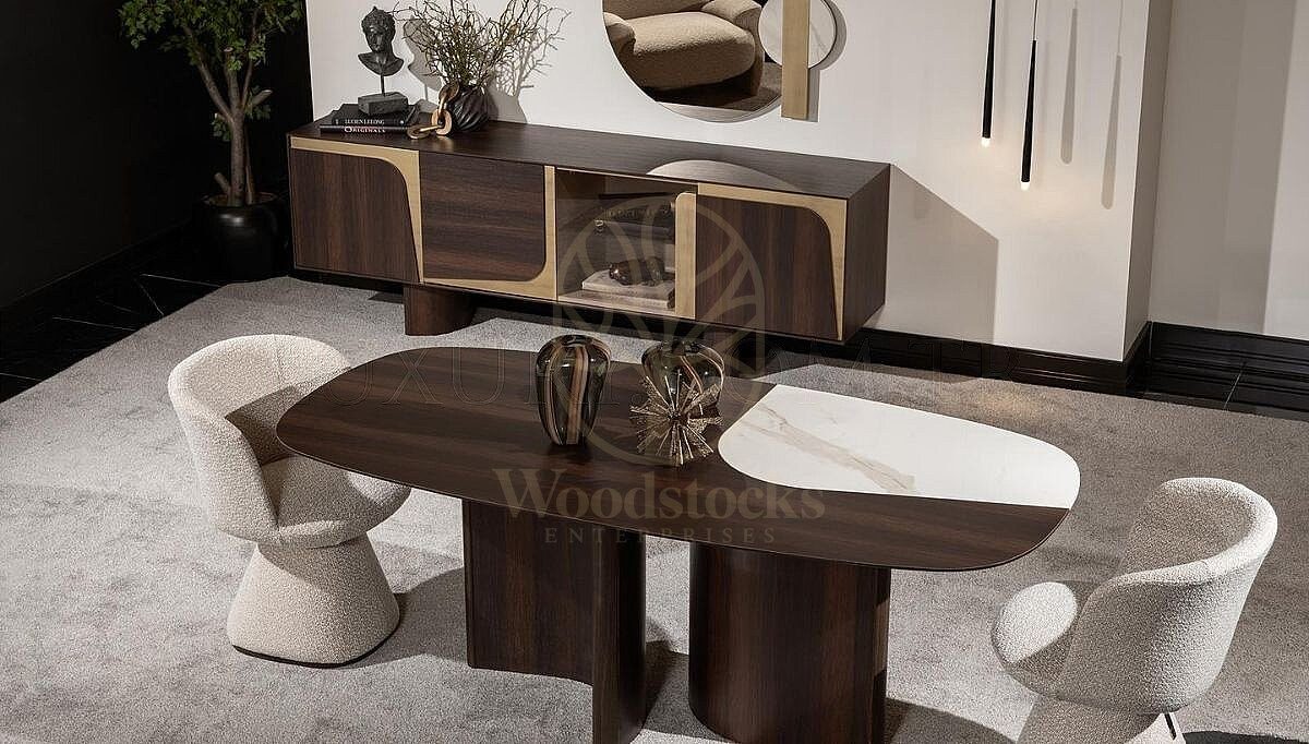 Luxury Monaco Handcrafted Teak Dining Table Set, Saharanpur, view 3
