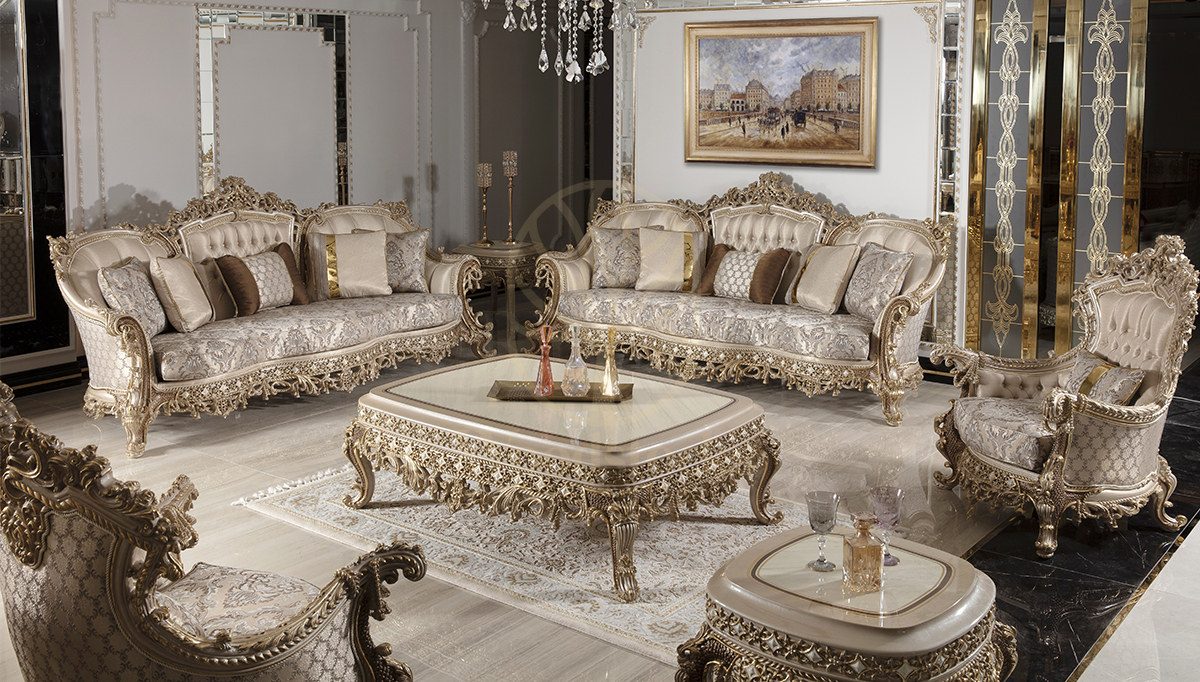 Royal Hisar White Hand Carved Teak Sofa Set, Saharanpur, Sofa Set