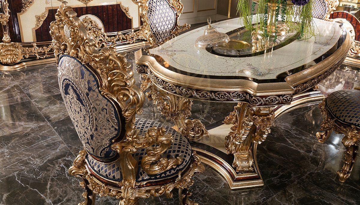 Royal Aspendos Hand Carved Teak Dining Table Set II, Saharanpur, view 3