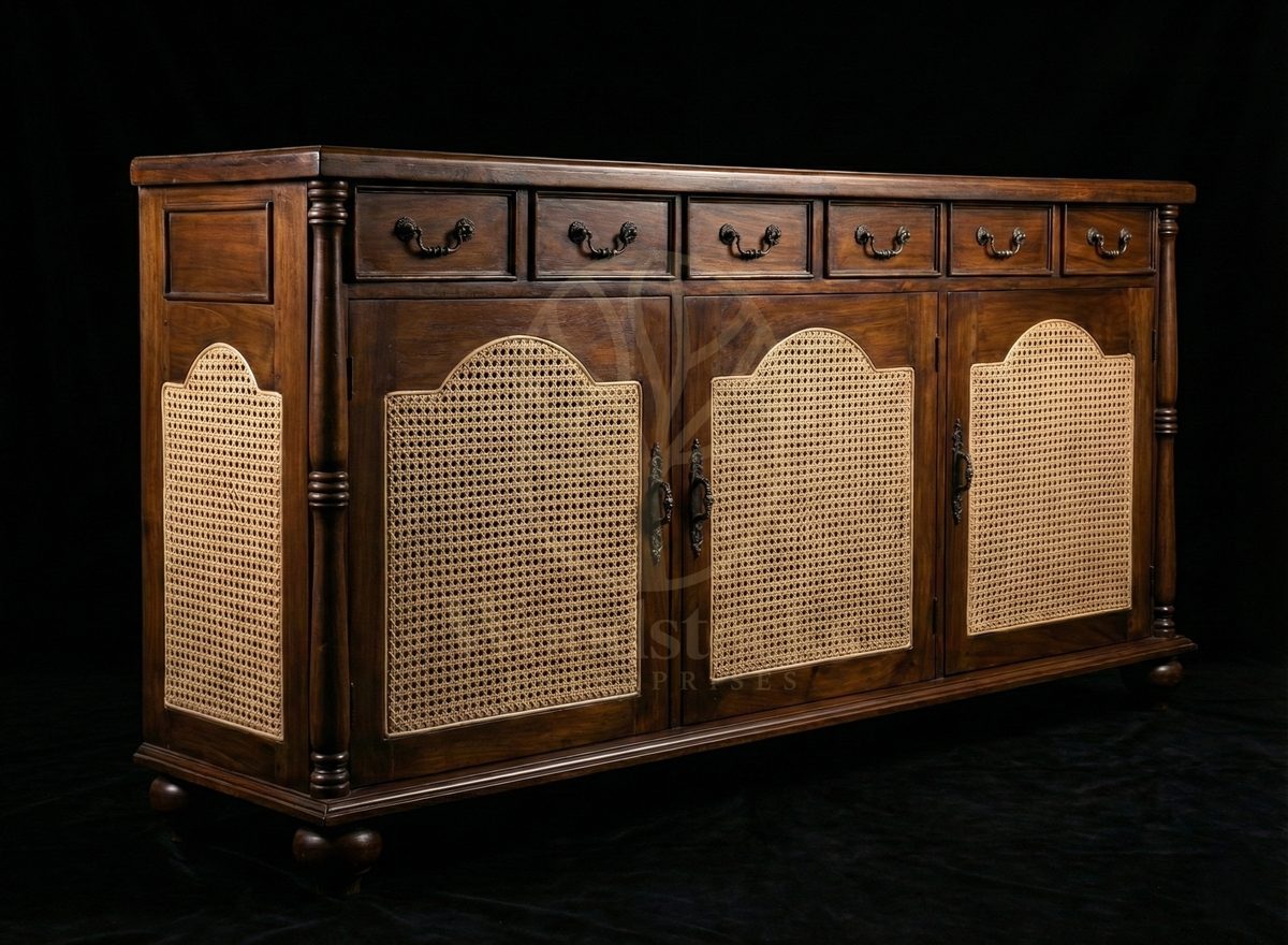 Luxury Teak Cannanore Cane-front Sideboard, Saharanpur, view 2