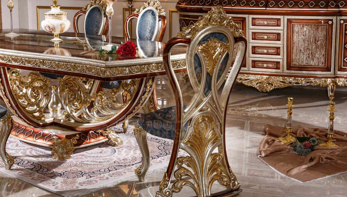 Royal Sultanahmet Hand Carved Teak Dining Table Set, Saharanpur, view 4