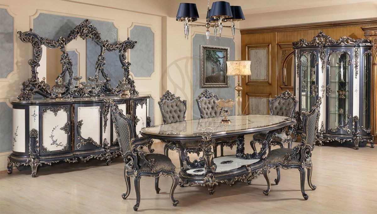 Royal Gazel Hand Carved Teak Dining Table Set II, Saharanpur, Dining Table