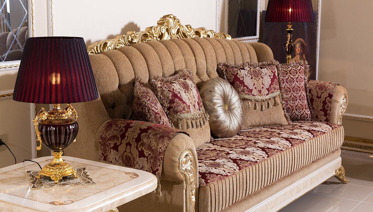 Royal Safir Cream Hand Carved Teak Sofa Set, Saharanpur, view 6
