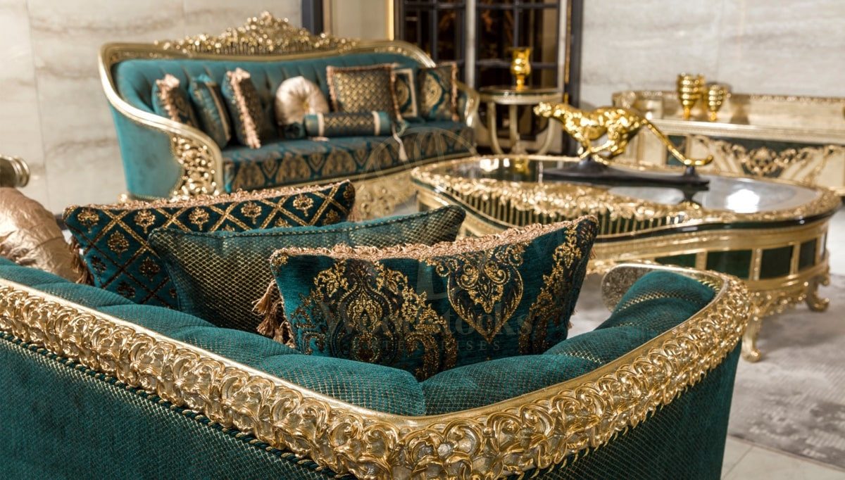 Royal Ofelya Green Hand Carved Teak Sofa Set, Saharanpur, view 3