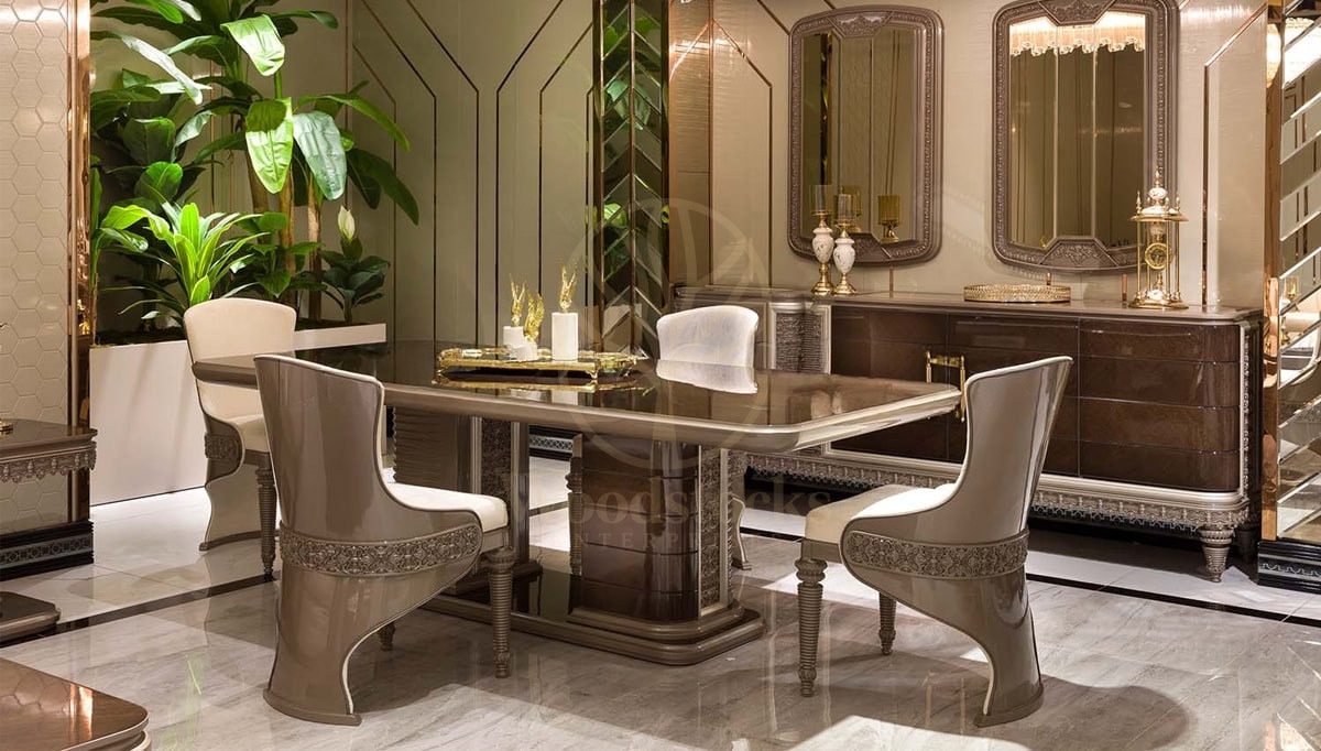 Luxury Teresa Handcrafted Teak Dining Table Set, Saharanpur, Dining Table
