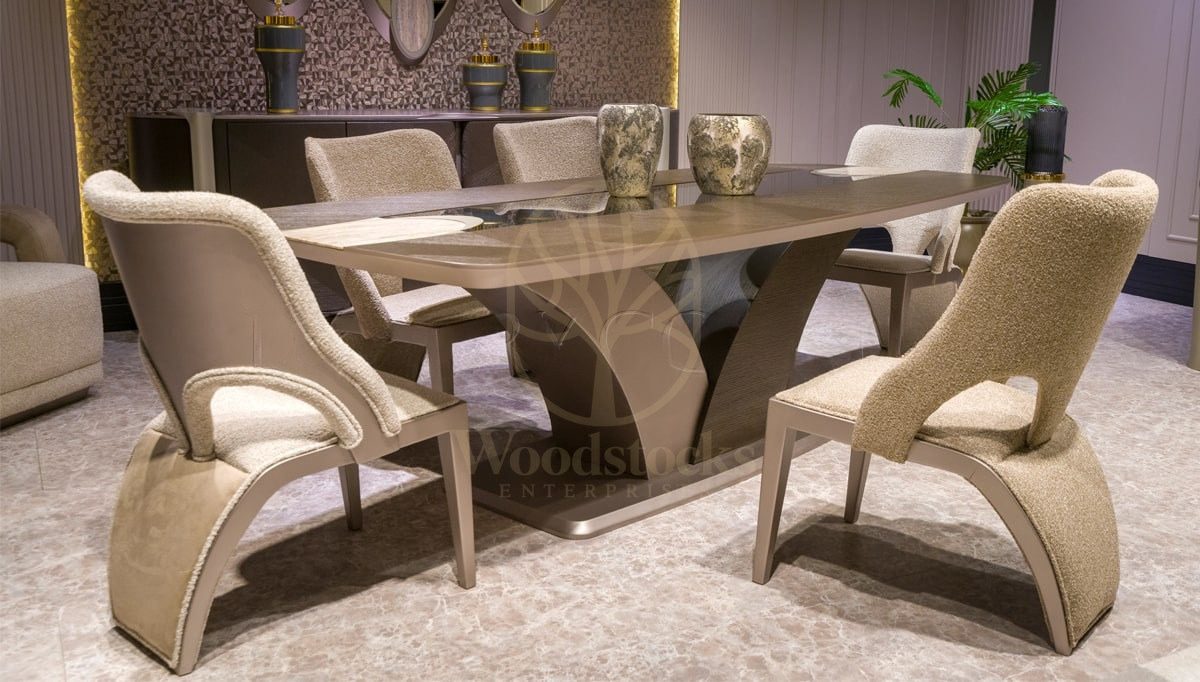 Luxury Loritas Handcrafted Teak Dining Table Set, Saharanpur, view 2