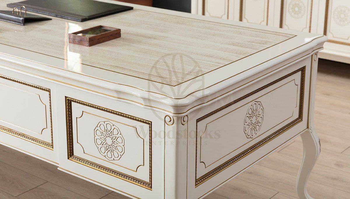 Royal Rumah Hand Carved Teak Office Table, Saharanpur, view 9